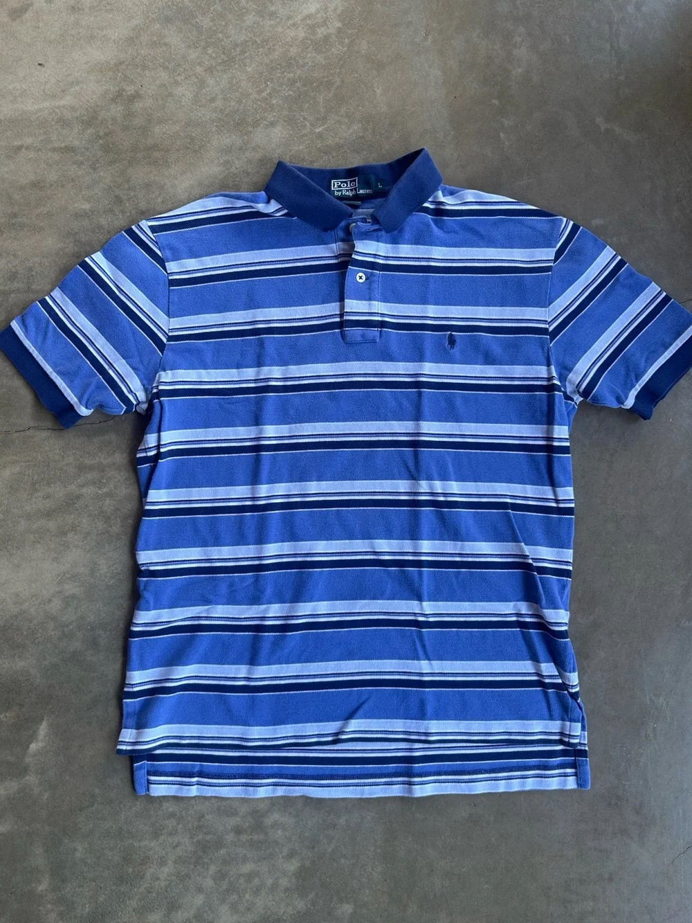 Ralph Lauren Navy and Light Blue Striped Polo